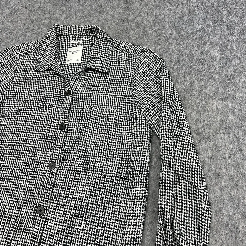 Abercrombie & Fitch Jacket Womens S Black Houndstooth Oversized Button Preppy‎